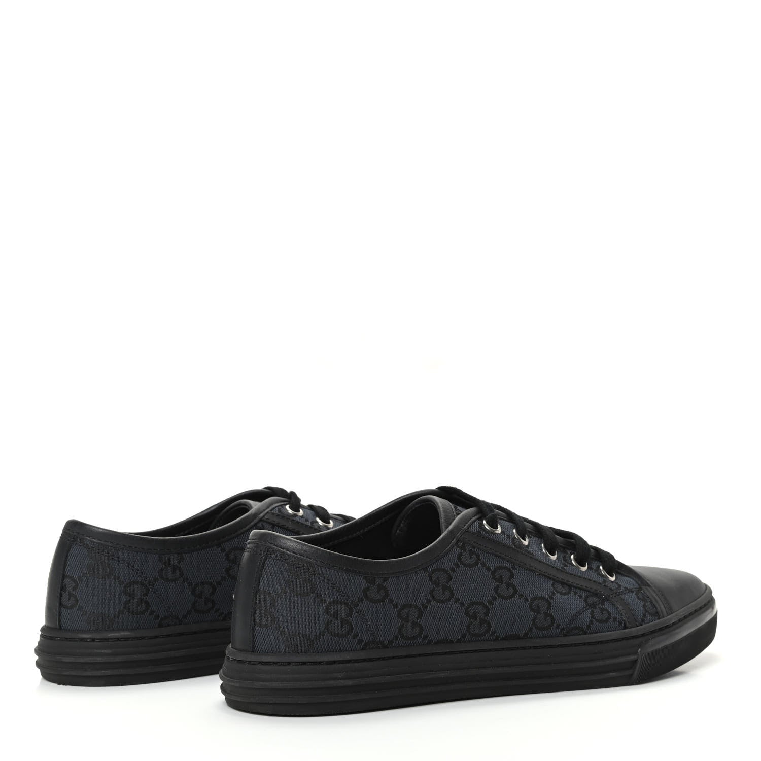 Gucci GG Monogram Calfskin Womens Low Top Sneakers 37 Piombo Black 4 of 7