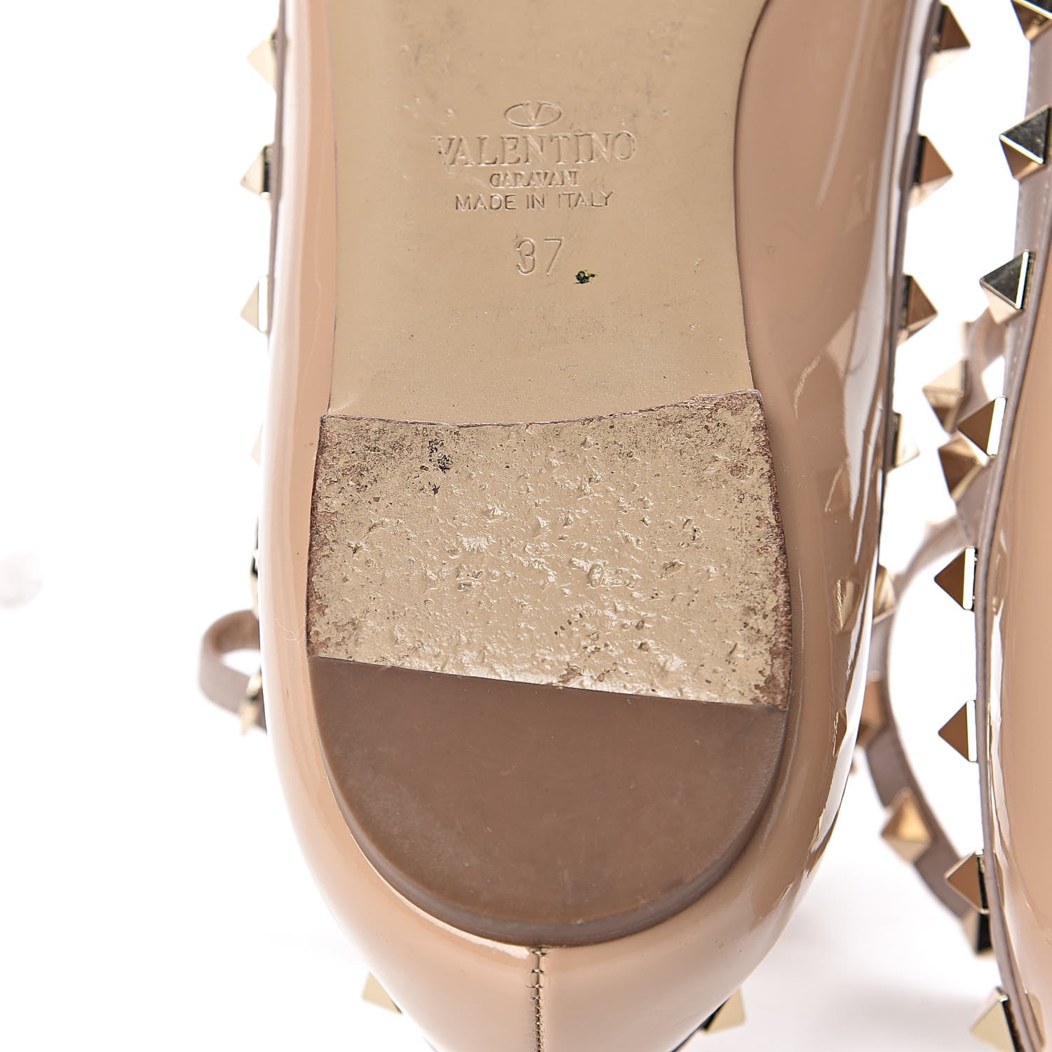 Valentino Garavani Patent Rockstud Cage Ballerina Flats 37 Poudre 12 of 13