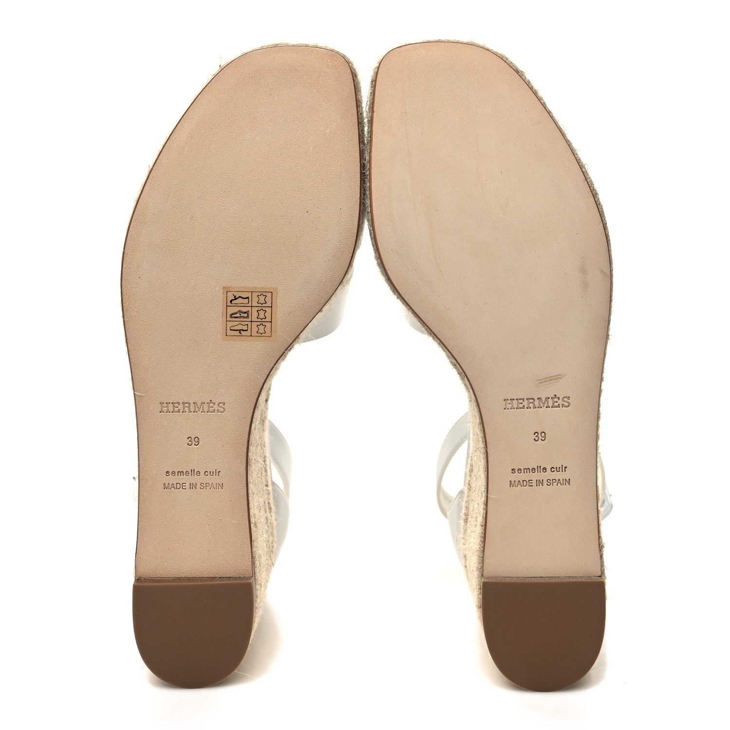 Hermes Goatskin Elda Espadrille Wedge Sandals 39 White 5 of 8