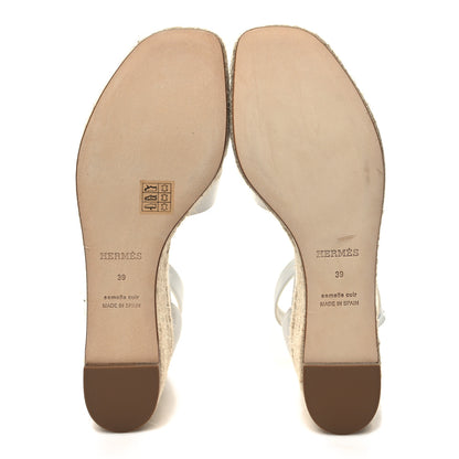Hermes Goatskin Elda Espadrille Wedge Sandals 39 White 5 of 8