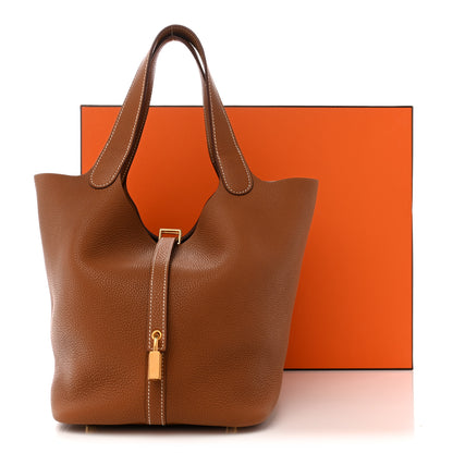 Hermes Taurillon Clemence Picotin Lock 22 MM Gold 11 of 11
