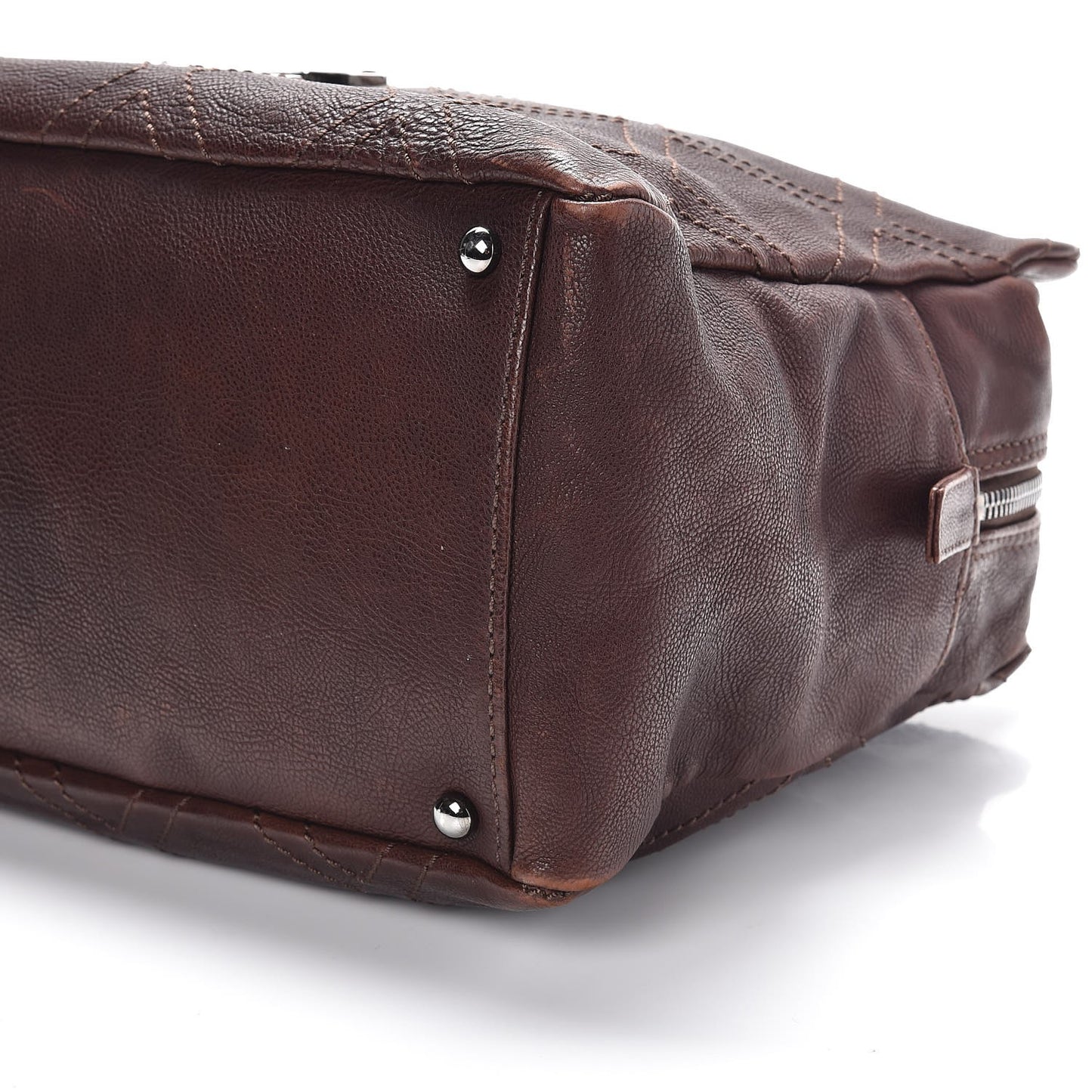 Calfskin Large Diamond Stitch Tote Brown