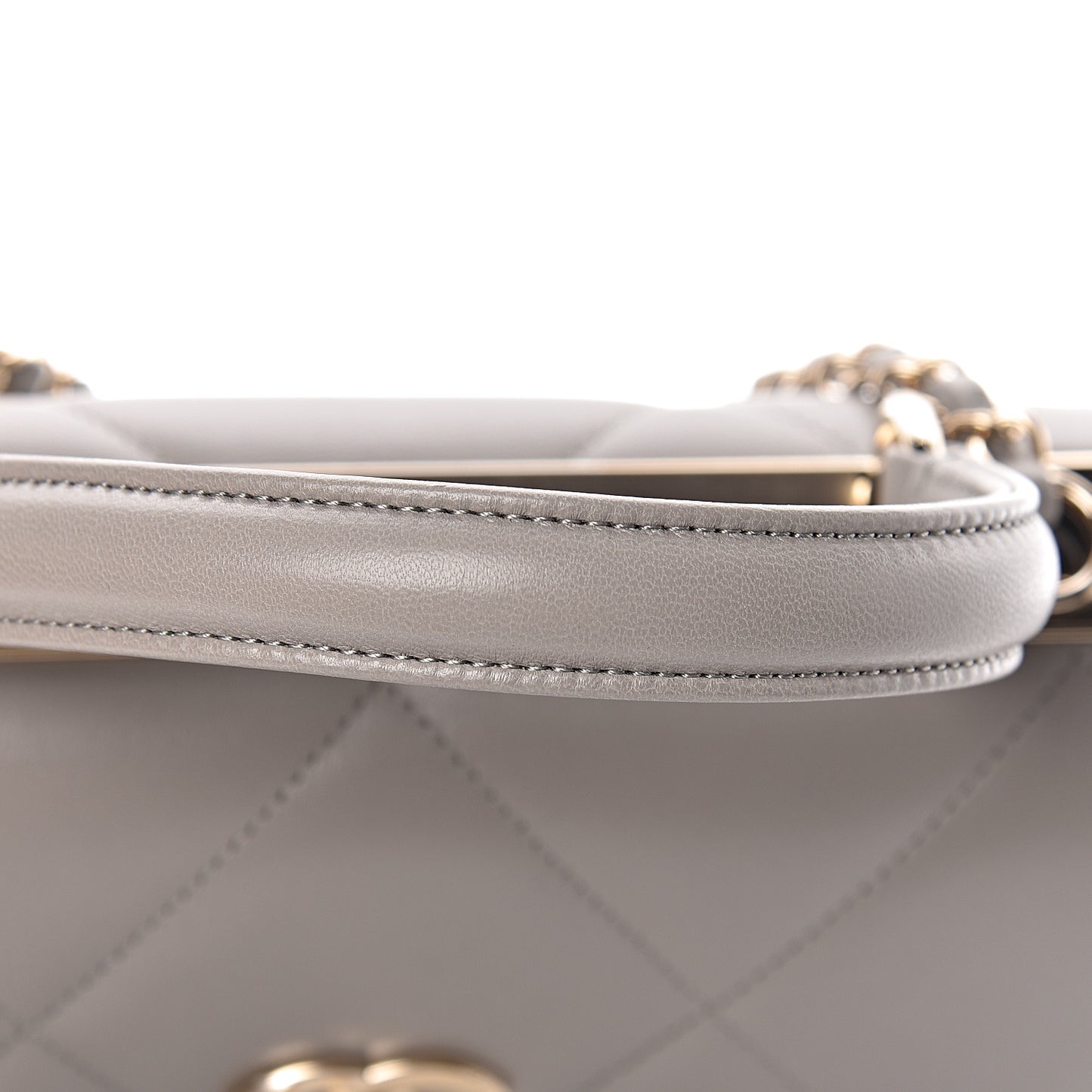 Lambskin Quilted Small Trendy CC Top Handle Flap Grey