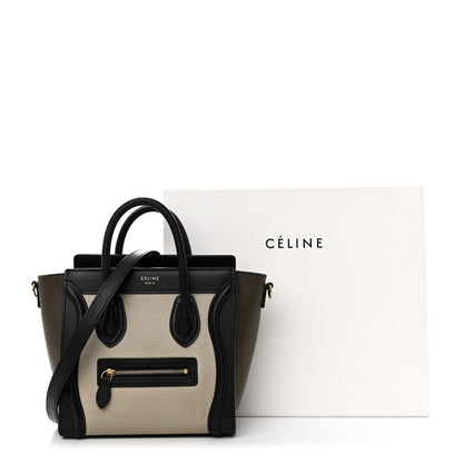Celine Smooth Drummed Calfskin Tri-Color Nano Luggage Olive 13 of 13