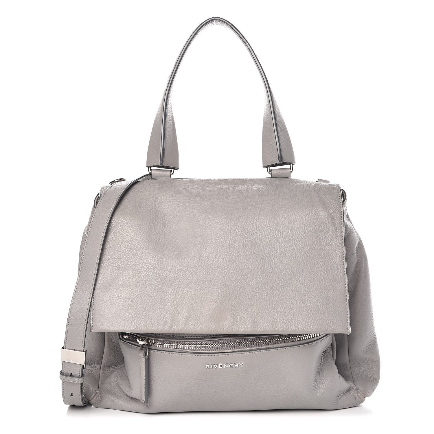 Givenchy Grained Calfskin Medium Pandora Pure Flap Bag Pearl Grey 1 of 10