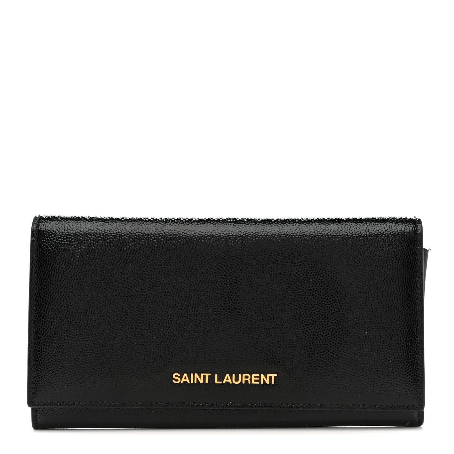 Patent Grain de Poudre Classic Large Letters Flap Wallet Black