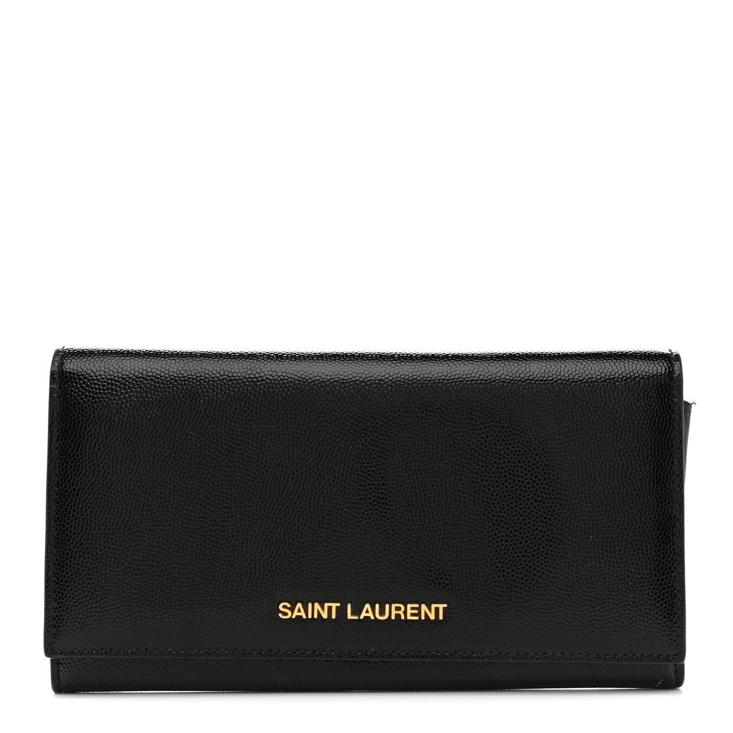 Saint Laurent Patent Grain de Poudre Classic Large Letters Flap Wallet Black 1 of 11
