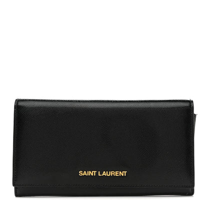 Saint Laurent Patent Grain de Poudre Classic Large Letters Flap Wallet Black 1 of 11