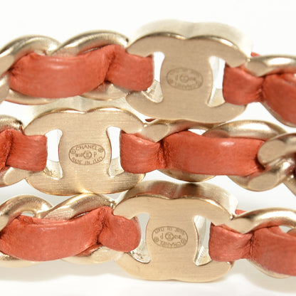 Chanel Lambskin Chain Bangle Set of 3 Light Red 4 of 5
