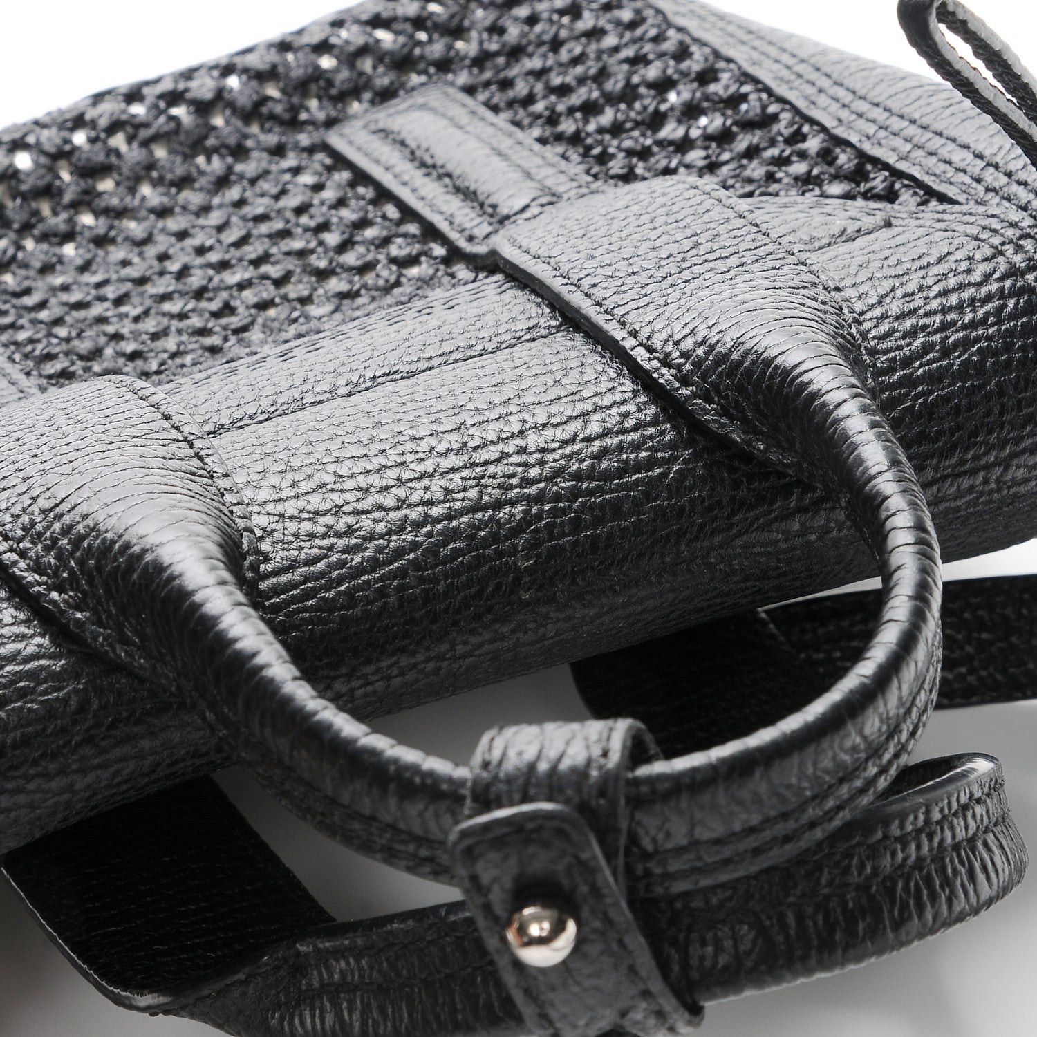 3.1 Phillip Lim 3.1 Textured Calfskin Woven Panel Mini Pashli Satchel Black Silver 8 of 10
