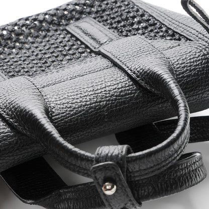 3.1 Phillip Lim 3.1 Textured Calfskin Woven Panel Mini Pashli Satchel Black Silver 8 of 10