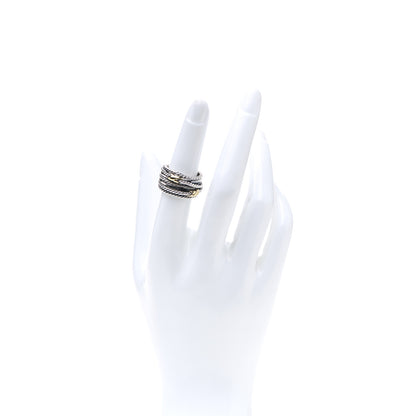 David Yurman Sterling Silver 18K Yellow Gold Double X Crossover Ring 51 5.75 2 of 4