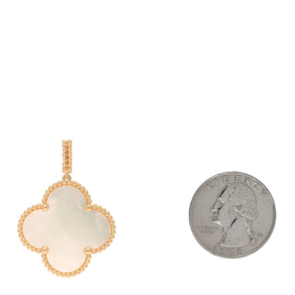 Van Cleef & Arpels 18K Yellow Gold Mother of Pearl Magic Alhambra Pendant 2 of 3