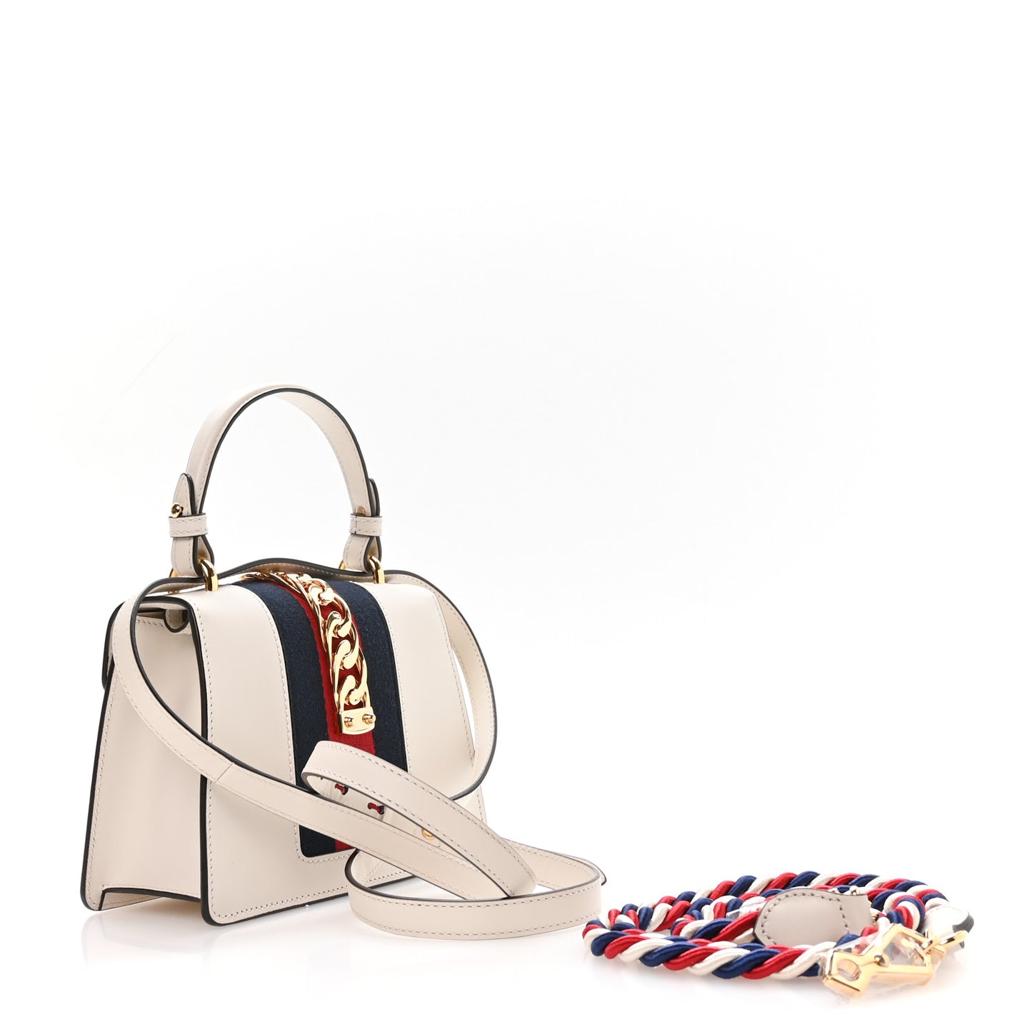 Calfskin Mini Sylvie Top Handle Bag White