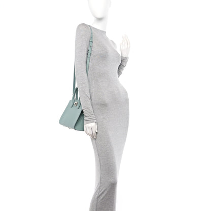 Salvatore Ferragamo Hammered Calfskin Small The Studio Box Bag Aqua Green 2 of 10