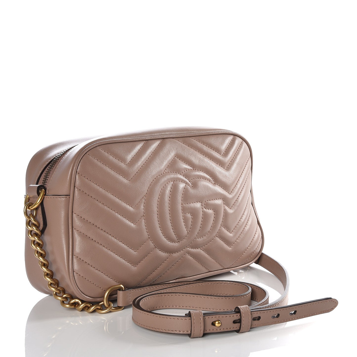 Calfskin Matelasse Small GG Marmont Chain Shoulder Bag Porcelain Rose