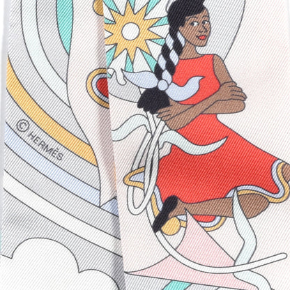 Hermes Silk Carres Volants Twilly Grenadine Gris Perle Rose Pale 3 of 4