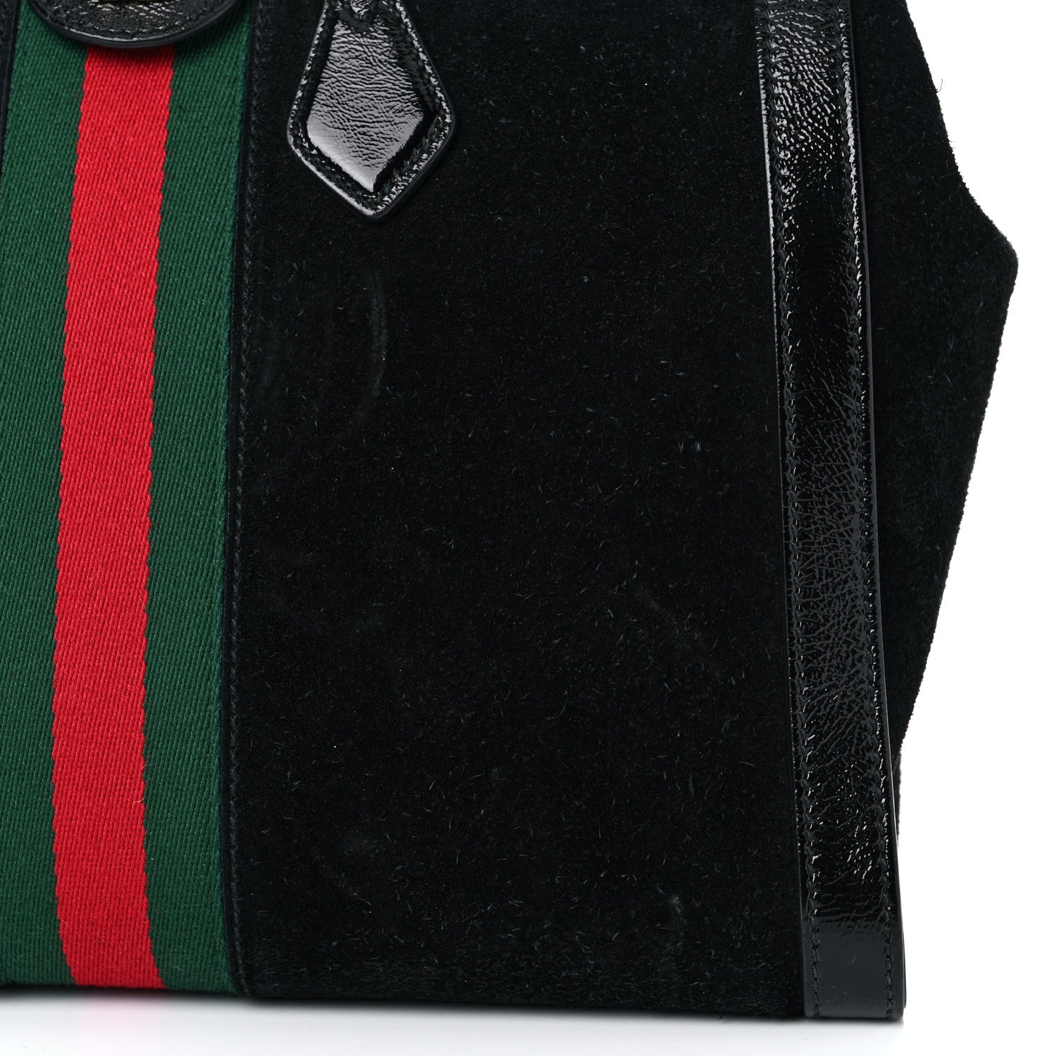 Gucci Suede Patent GG Web Medium Ophidia Tote Bag Black 10 of 18