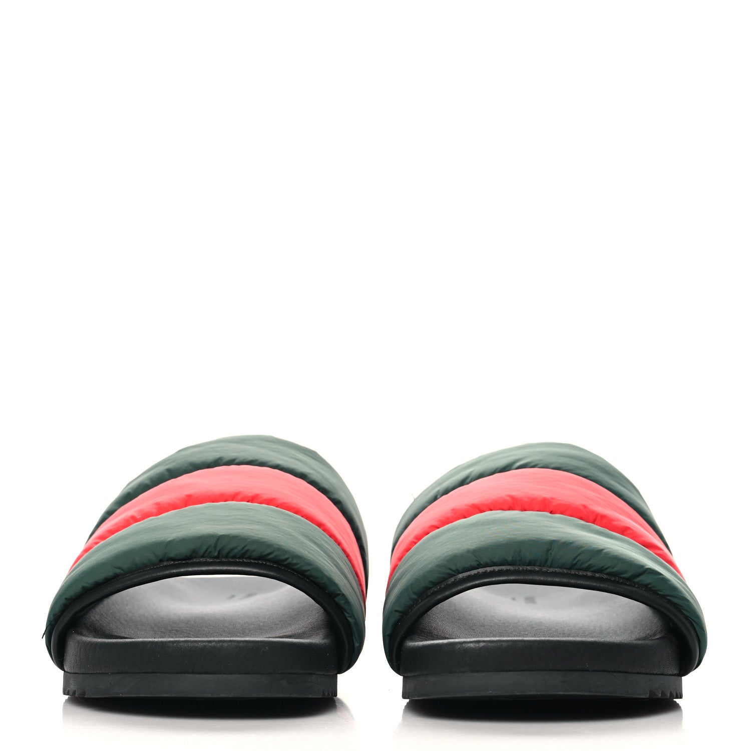 Gucci Nylon Web Womens Slide Sandals 37 Black Green Red 3 of 10