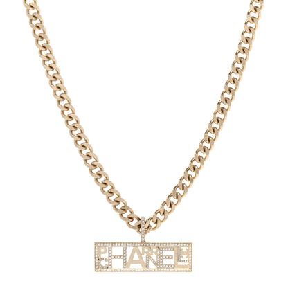 Chanel x Pharrell Williams Crystal Logo Necklace Gold 1 of 6