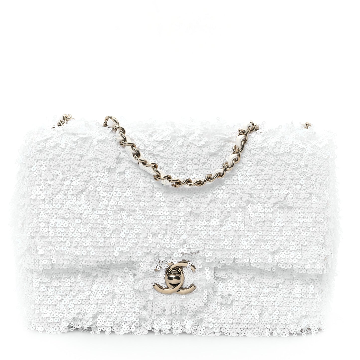 Sequin Mini Rectangular Flap White