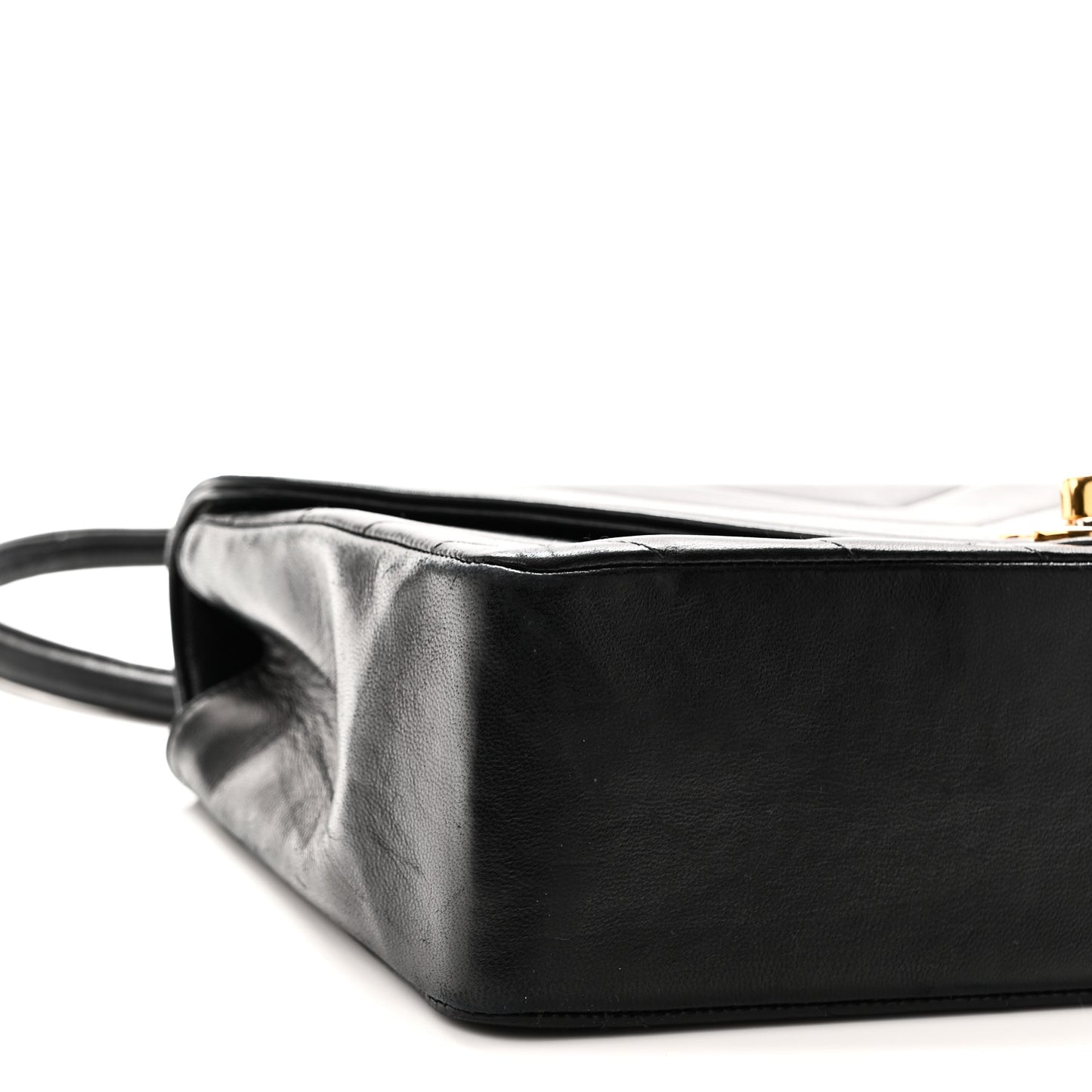 Calfskin Chevron Quilted Envelope Flap Bag Black
