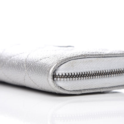 Chanel Metallic Caviar Quilted Zip Coin Purse Grey 10 of 11