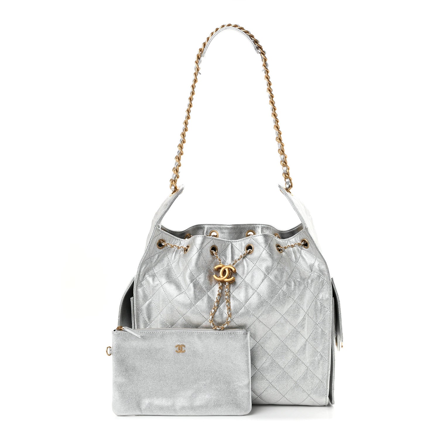 Chanel Metallic Caviar Quilted Medium Chanel 25 Handbag Silver 3 of 11