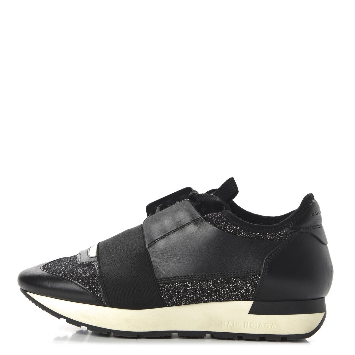 Mesh Lurex Calfskin Womens Race Runner Sneakers 36 Black