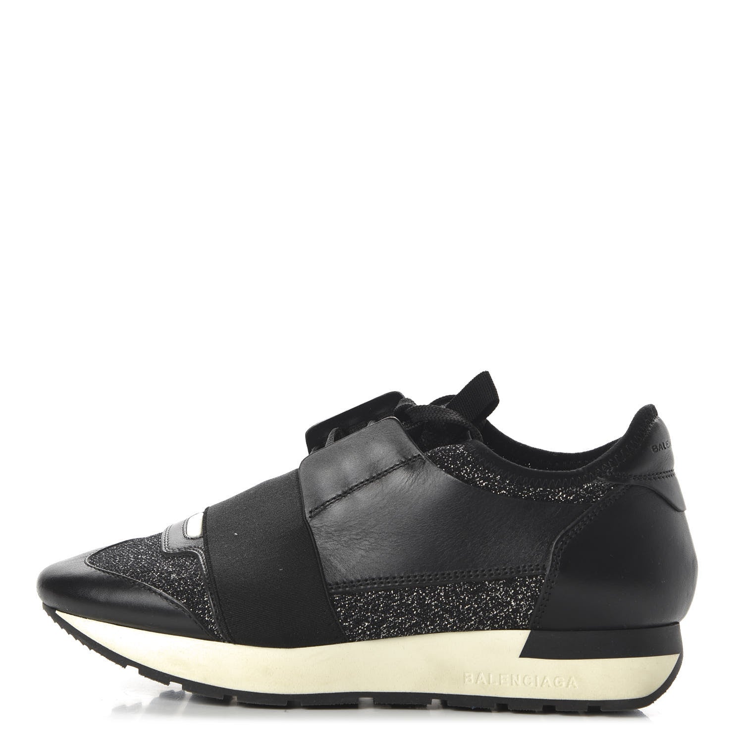 Balenciaga Mesh Lurex Calfskin Womens Race Runner Sneakers 36 Black 1 of 7