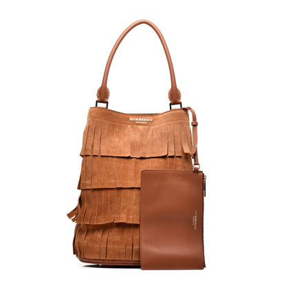 Burberry Prorsum Suede Fringe Bucket Bag Cognac 1 of 8