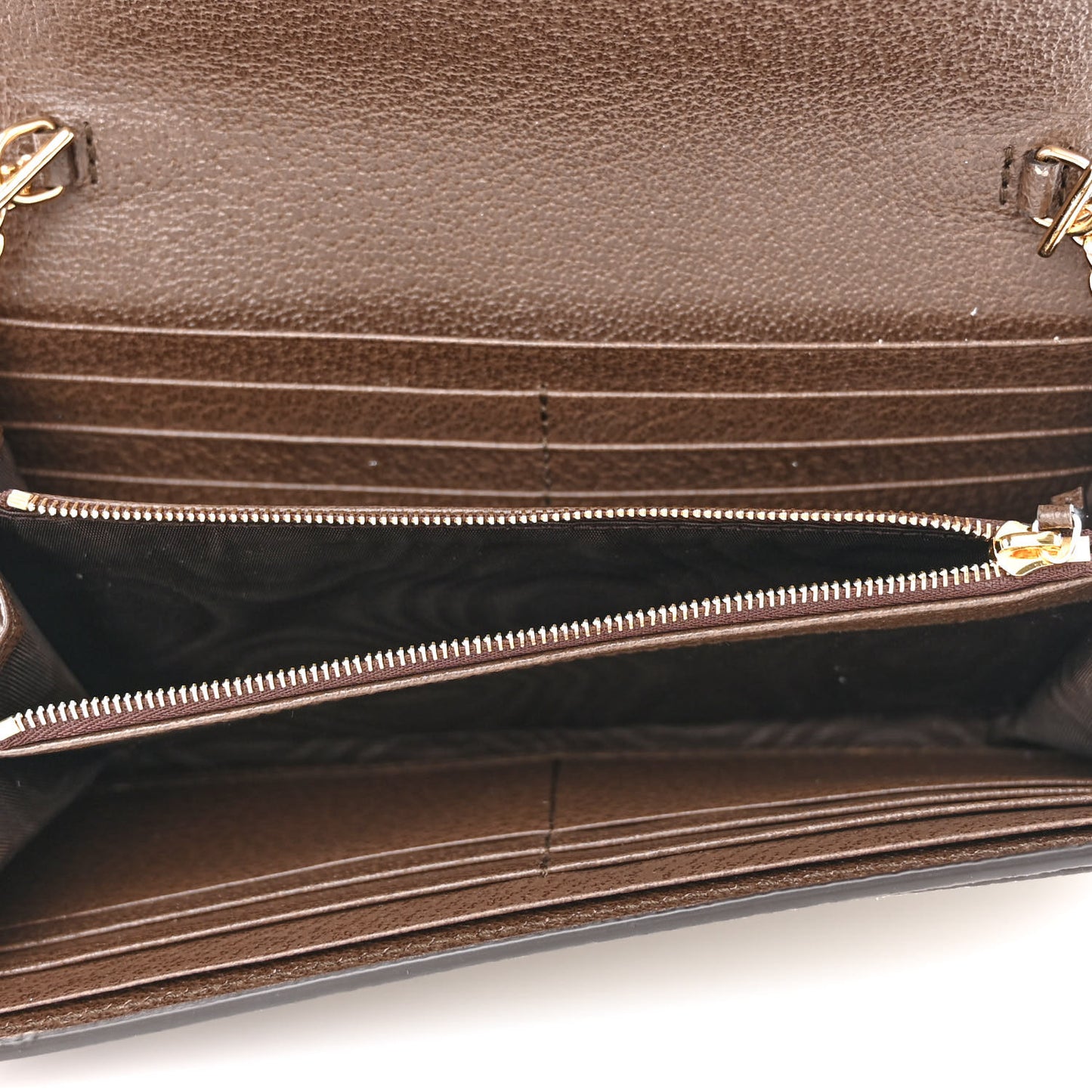 GG Supreme Monogram Textured Dollar Calfskin Blondie Continental Chain Wallet Beige Ebony New Acero