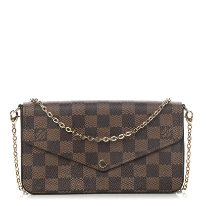 Louis Vuitton Damier Ebene Pochette Felicie Chain Wallet 1 of 13