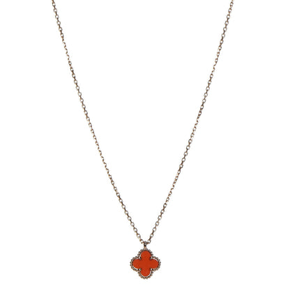 Van Cleef & Arpels 18K Rose Gold Carnelian Sweet Alhambra Pendant Necklace 1 of 8