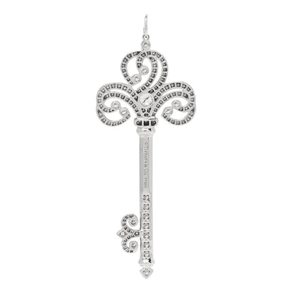 Tiffany Platinum Diamond Enchant Heart Key Pendant 3 of 5