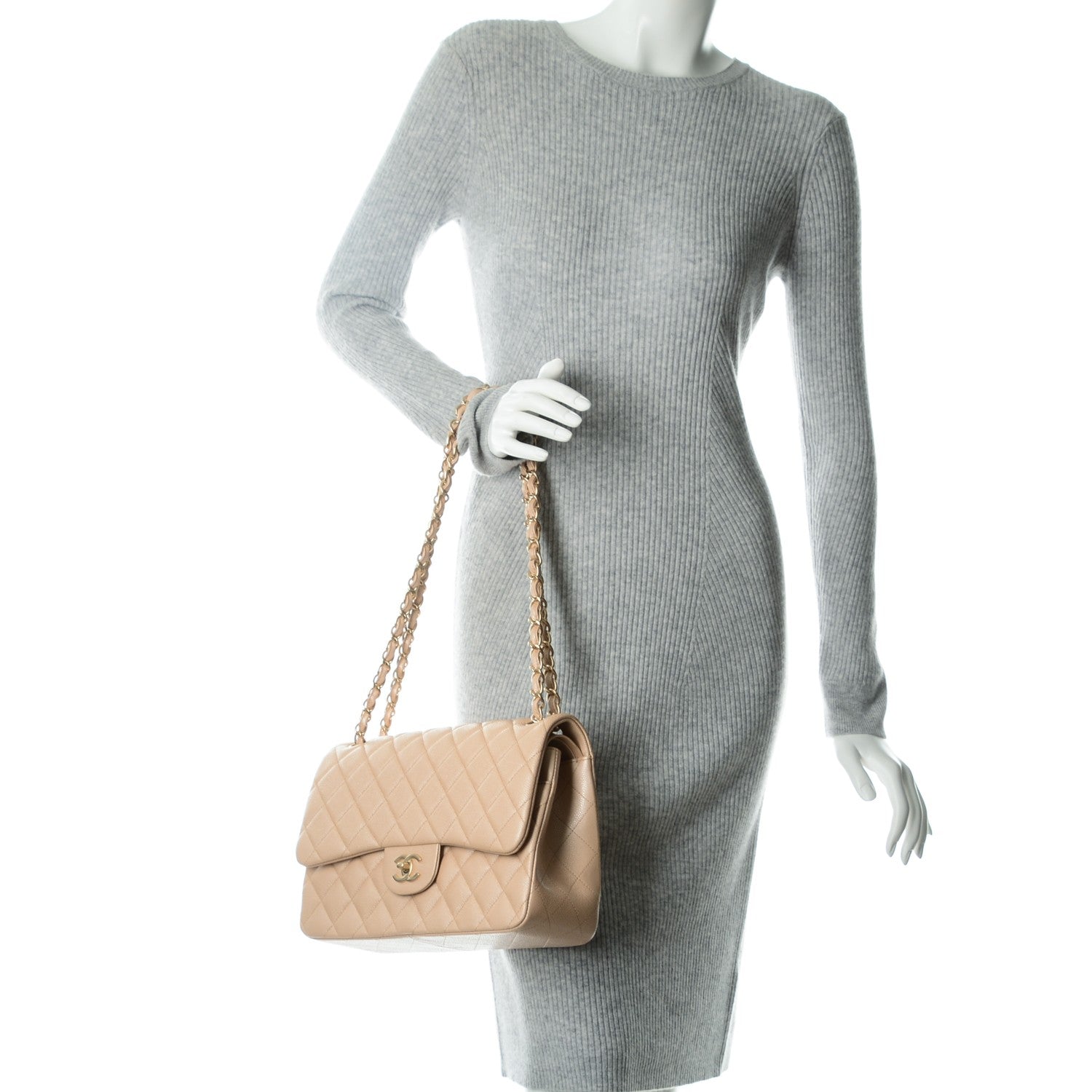 Chanel Caviar Quilted Jumbo Double Flap Beige Clair 2 of 8