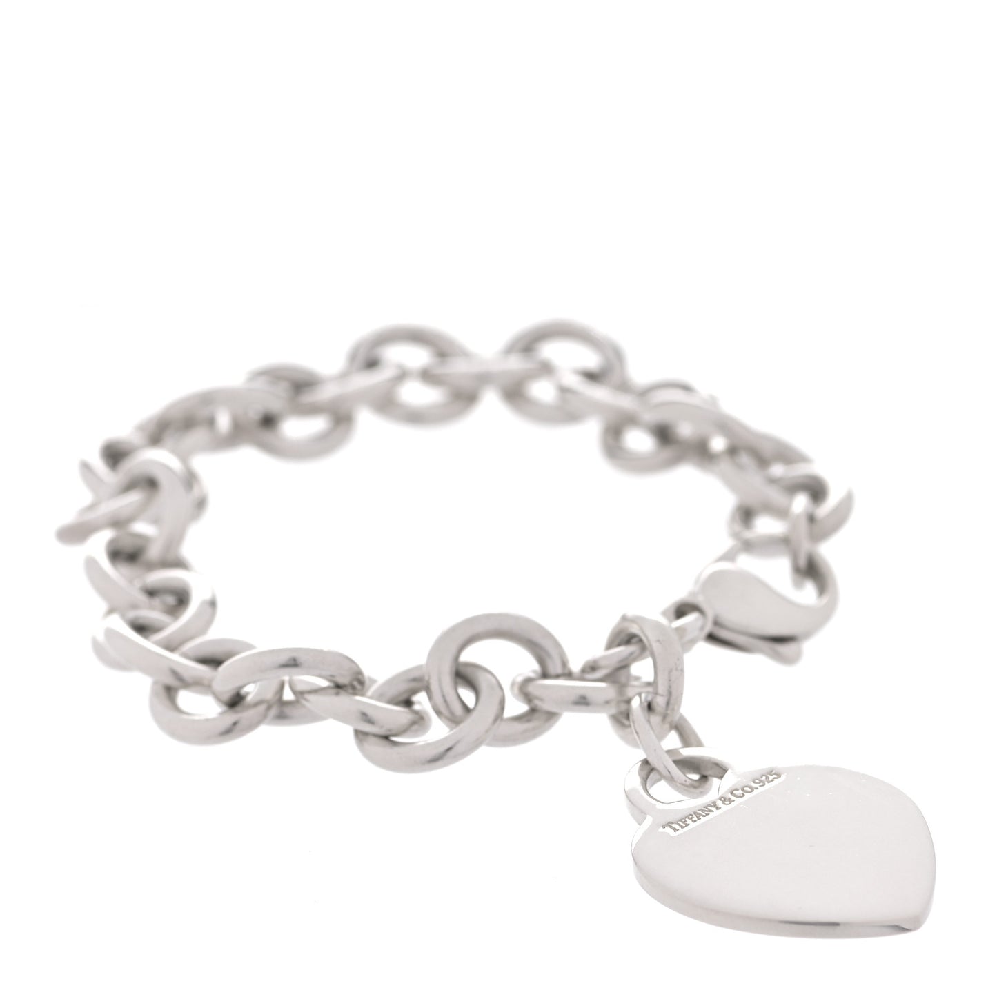 Sterling Silver Heart Tag Charm Bracelet