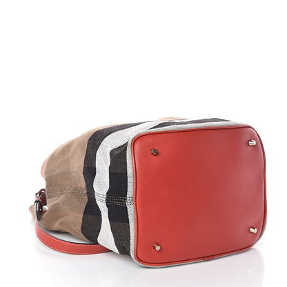 Burberry Canvas Mega Check Medium Ashby Hobo Cadmium Red 4 of 9