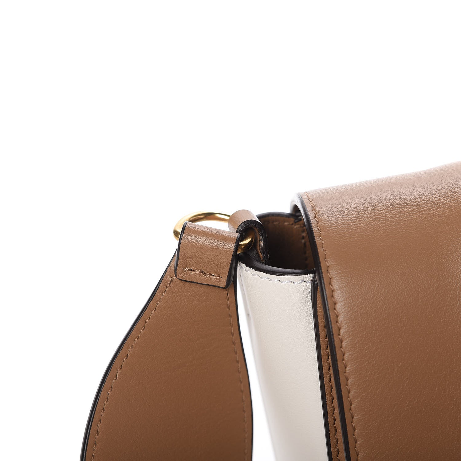 Celine Shiny Smooth Calfskin Medium Frame Shoulder Bag Tan Optic White 13 of 15