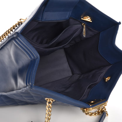 Chanel Calfskin Quilted Large Boy Tote Navy 5 of 8
