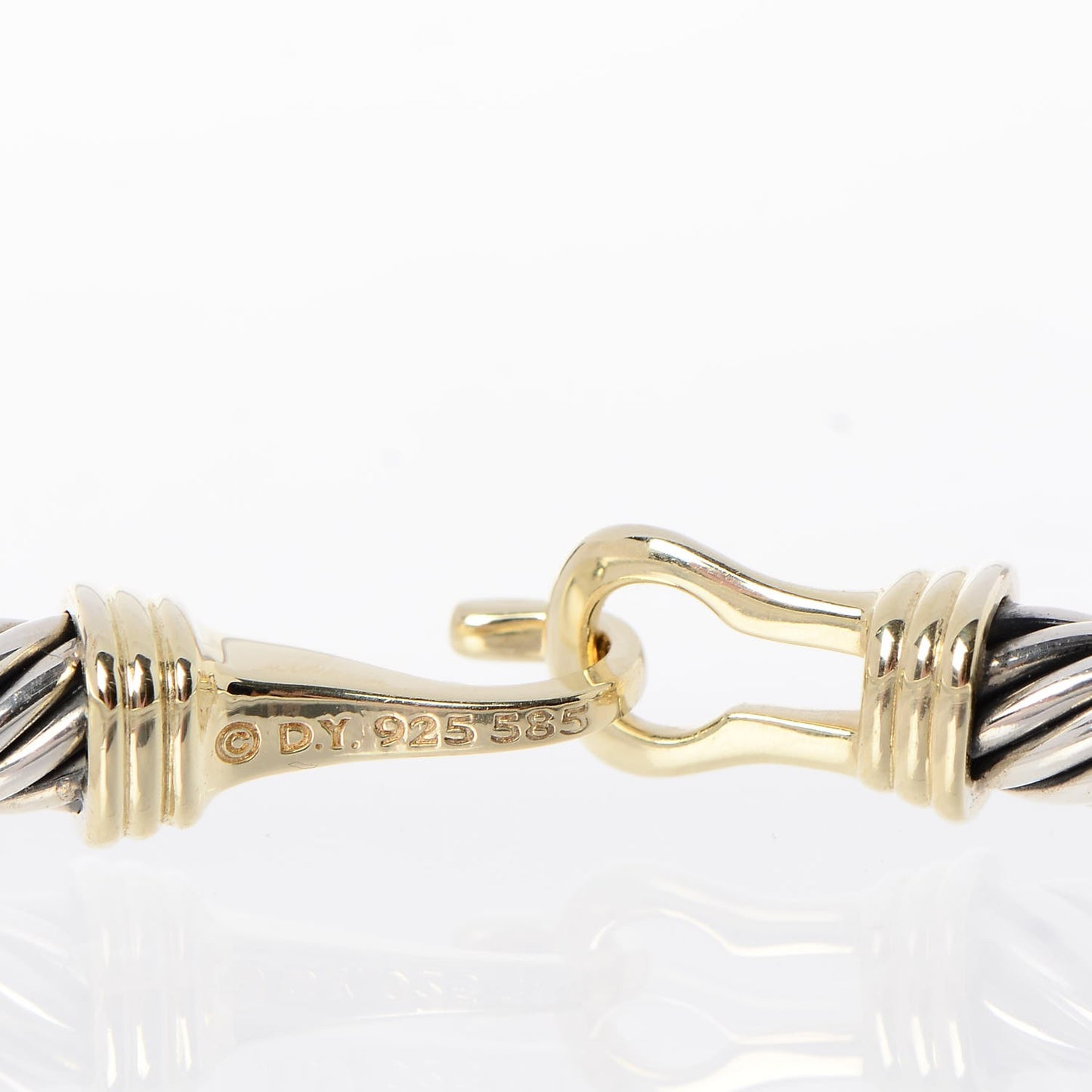 Sterling Silver 14K Yellow Gold 5mm Cable Classic Buckle Bracelet