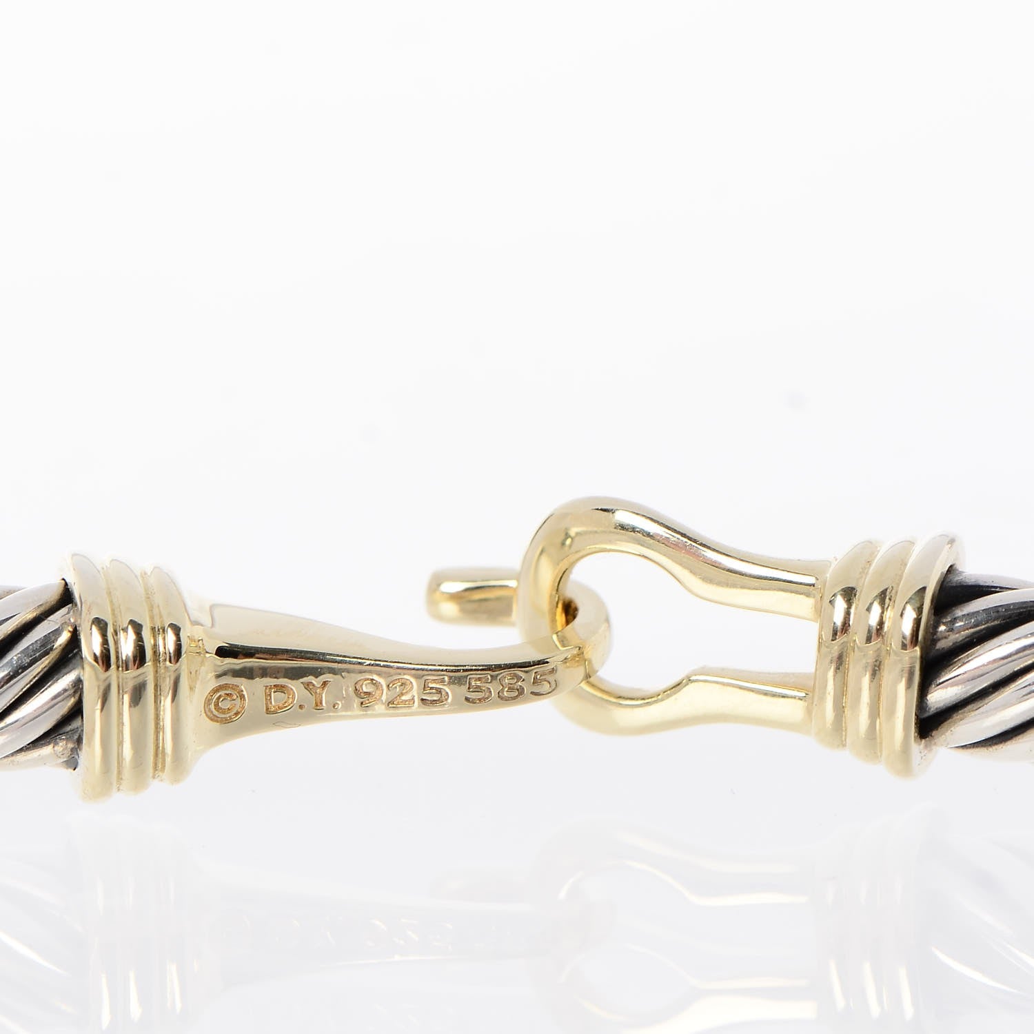 David Yurman Sterling Silver 14K Yellow Gold 5mm Cable Classic Buckle Bracelet 4 of 4