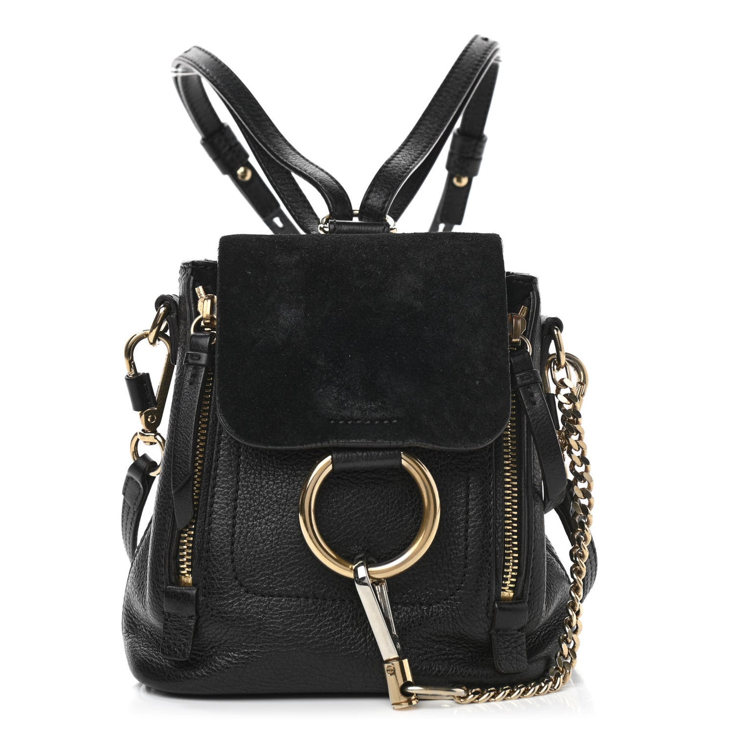 Suede Calfskin Mini Faye Backpack Black