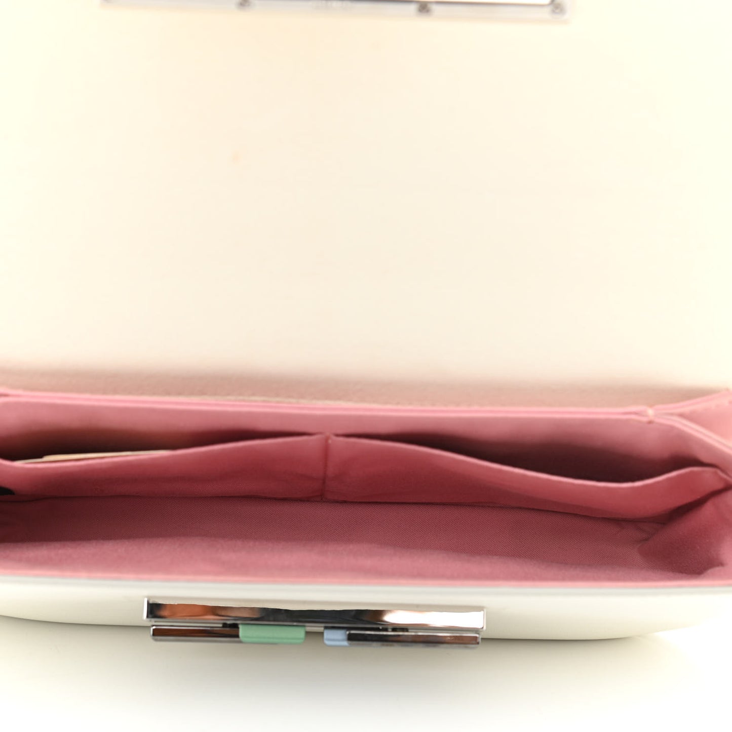 Vitello Dolce Crystal 3Baguette Shoulder Bag White Multicolor