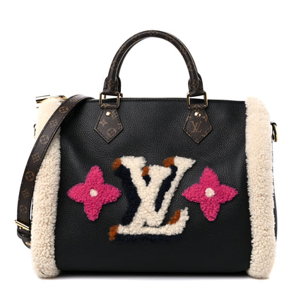 Louis Vuitton Calfskin Monogram Teddy Speedy Bandouliere 30 Black 1 of 8