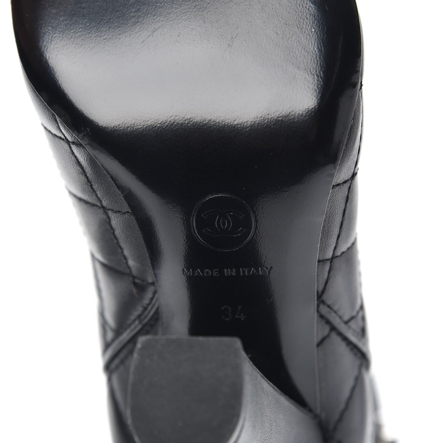 Chanel Lambskin Quilted Pocket High Boots 34 Black 6 of 8