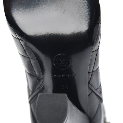 Chanel Lambskin Quilted Pocket High Boots 34 Black 6 of 8