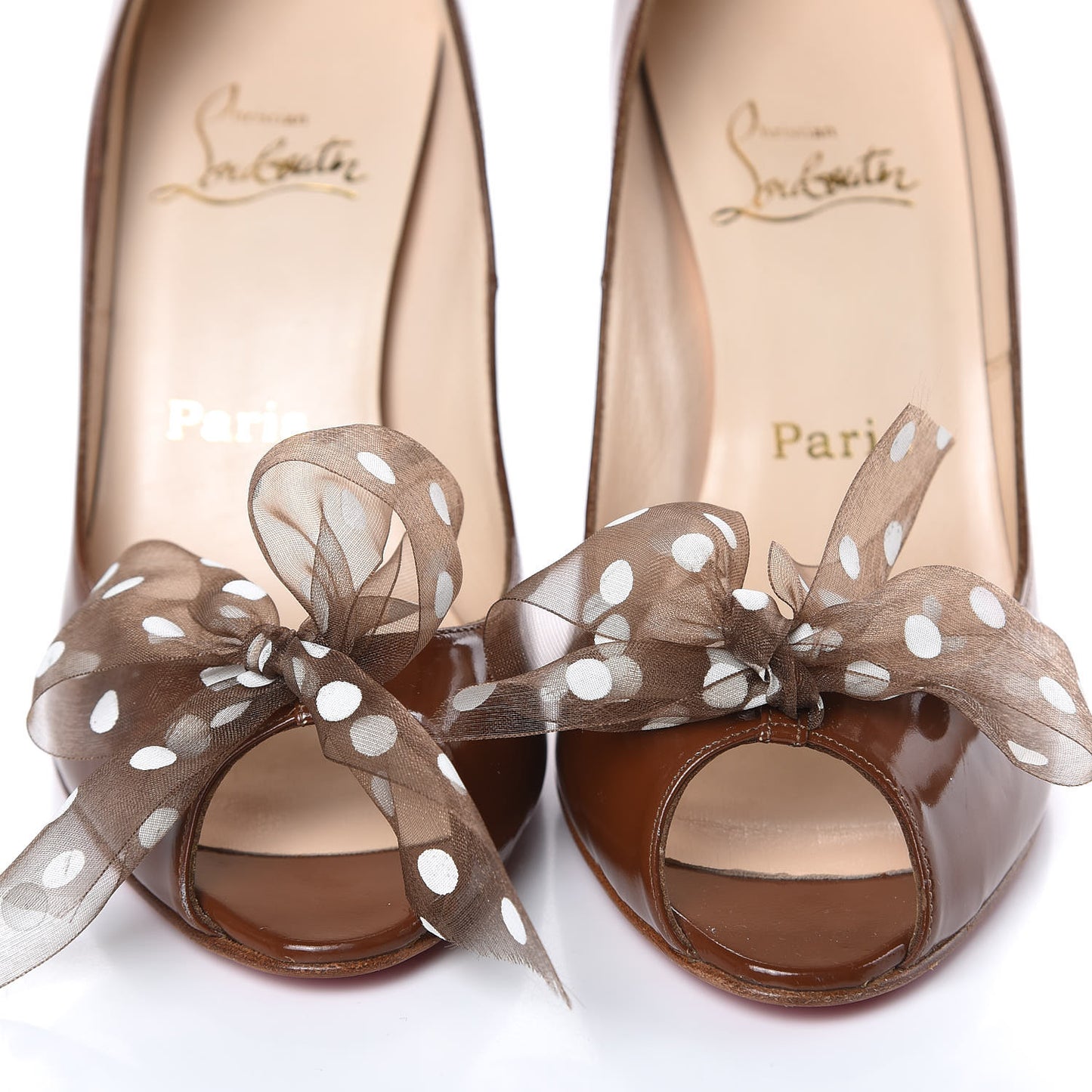Patent Moon Bow 100 Peep Toe Pumps 39 Brown