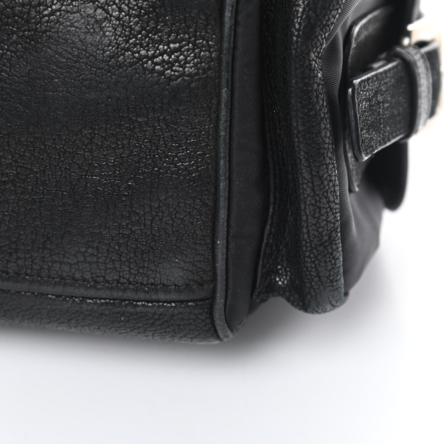 Tessuto Nylon Calfskin Shoulder Bag Black