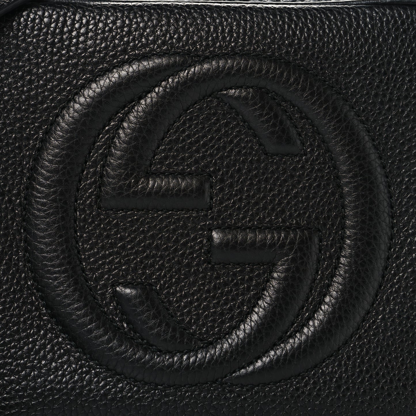Pebbled Calfskin Small Soho Disco Bag Black